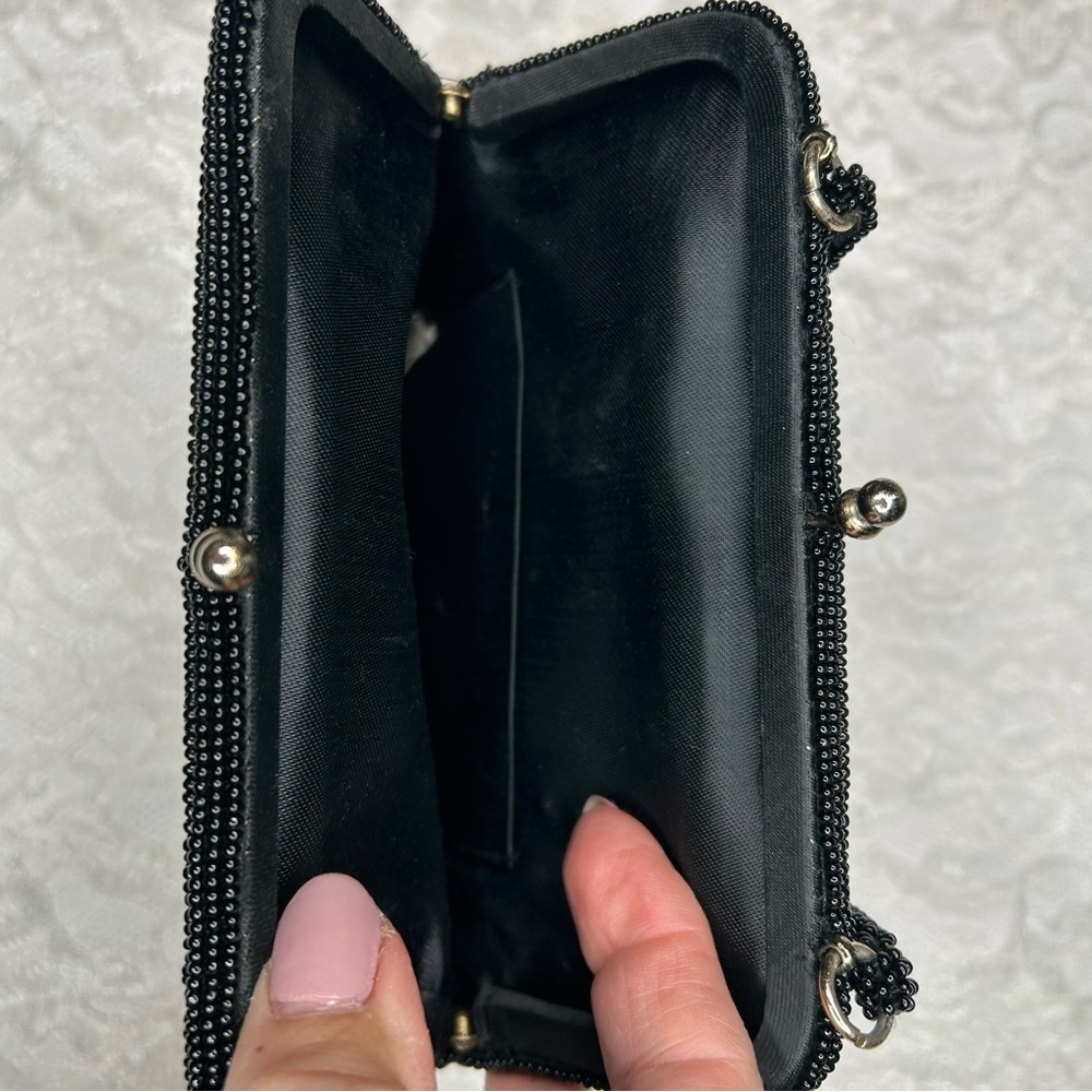 Dellil Vintage 60's Hand Made Black Beaded Evening Handbag Glamcore Quiet Luxury - Picture 7 of 17
